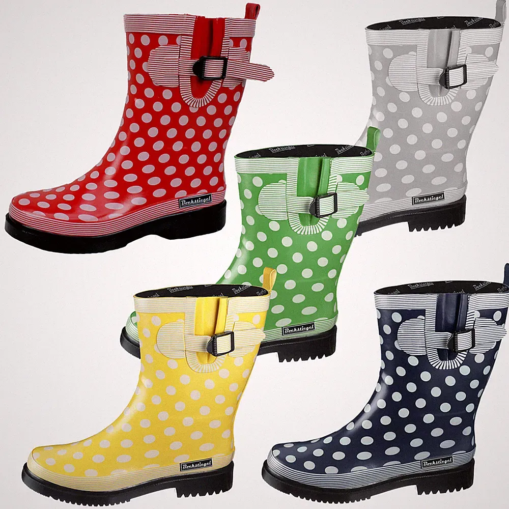 Bockstiegel Damen Gummistiefel Dorin Punkte-Design Regenstiefel mit Zierschnalle