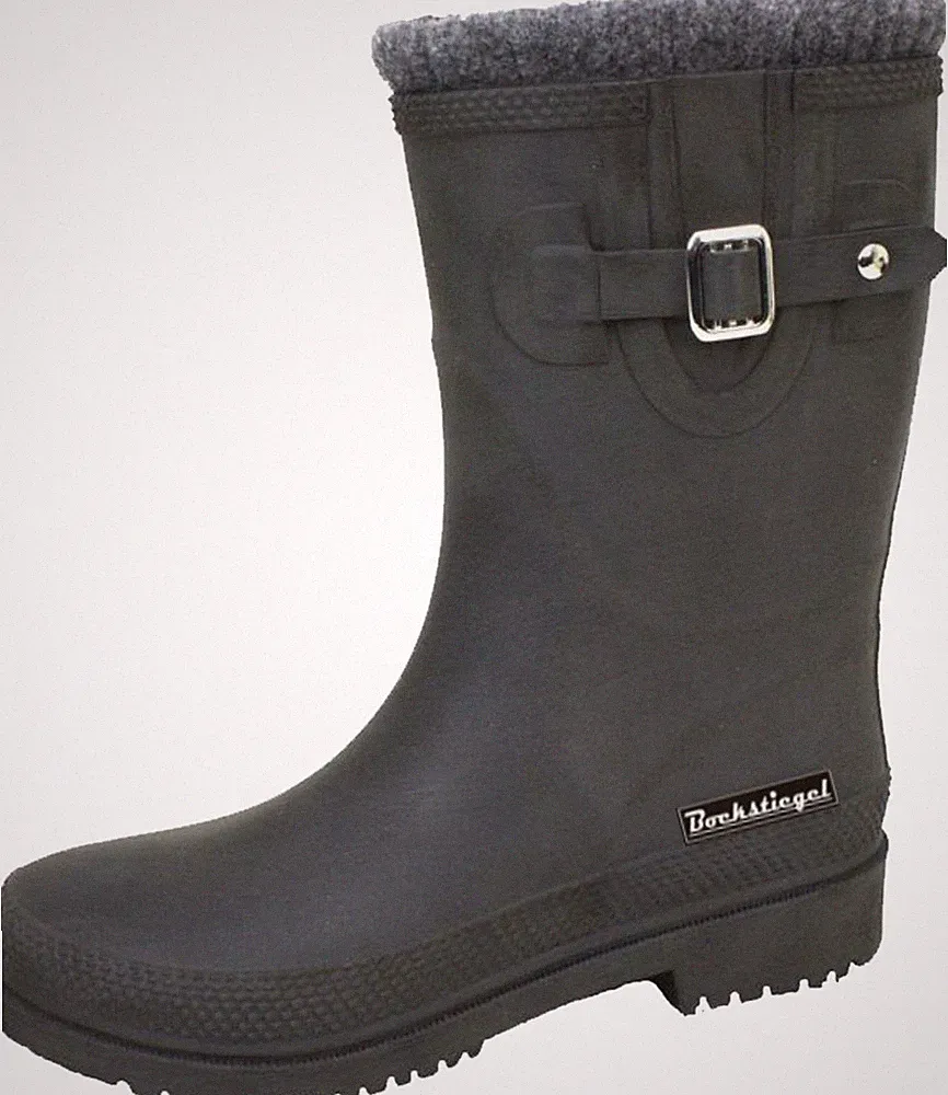Bockstiegel Damen Gummistiefel Warmfutter Helena – Lederoptik schwarz Gr. 37-43