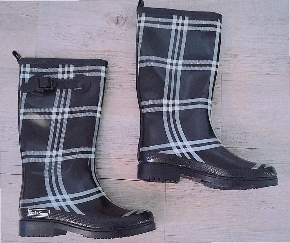 Bockstiegel Gummistiefel schwarz-weiß-kariert Gr. 36