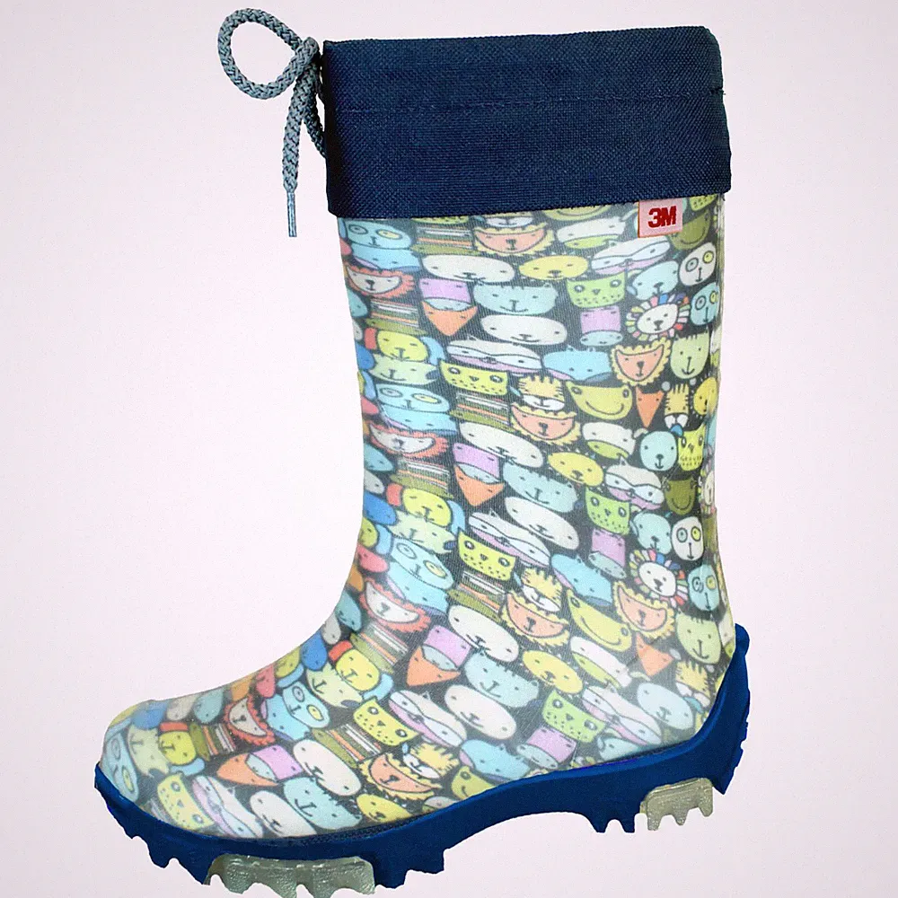 Bockstiegel Kinder Gummistiefel Leon Transparent Innenstrumpf Tierköpfe-Print