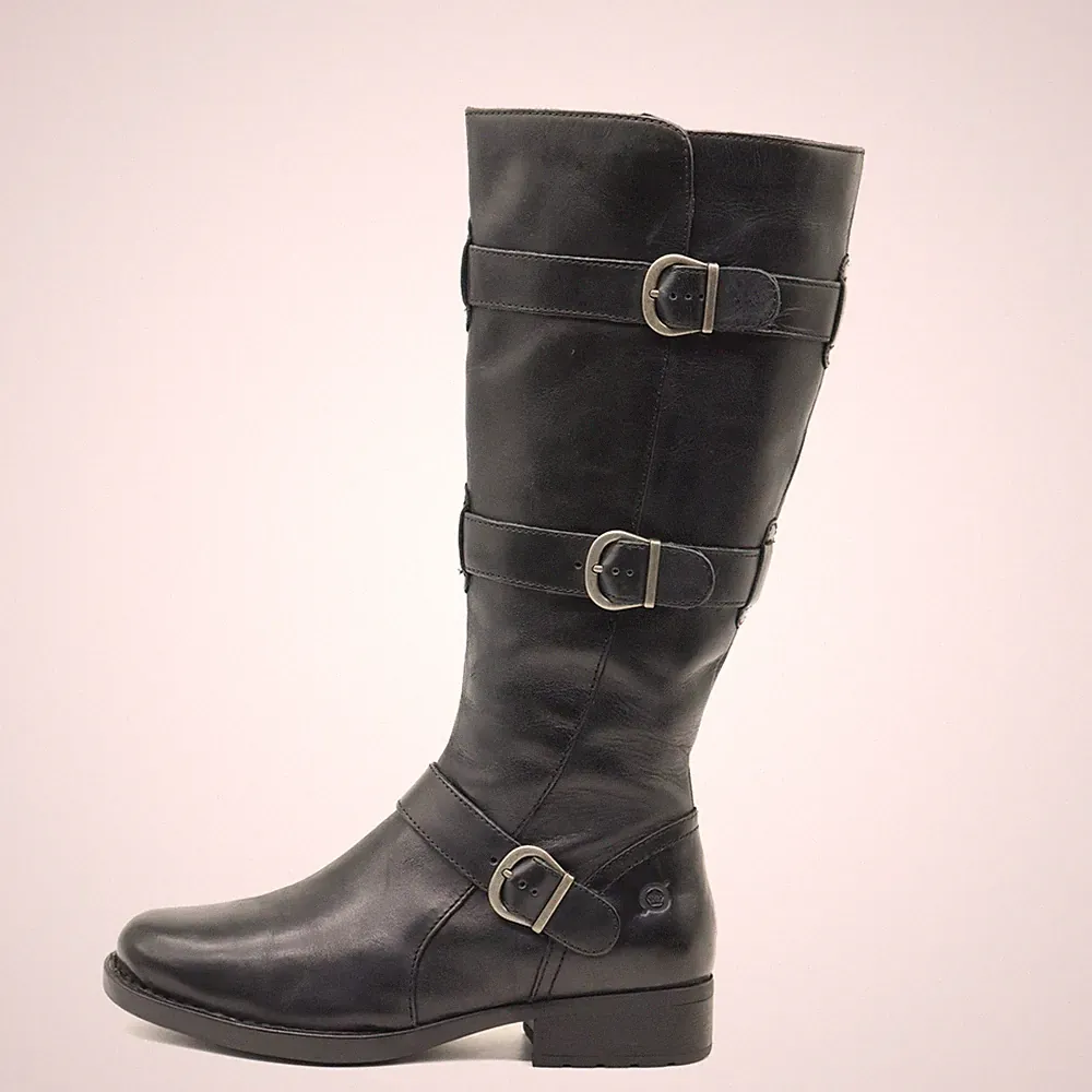 Børn Damen F11003 Stiefel Schwarz Leder Kniehoch Komfort Reitstiefel EU 37,5