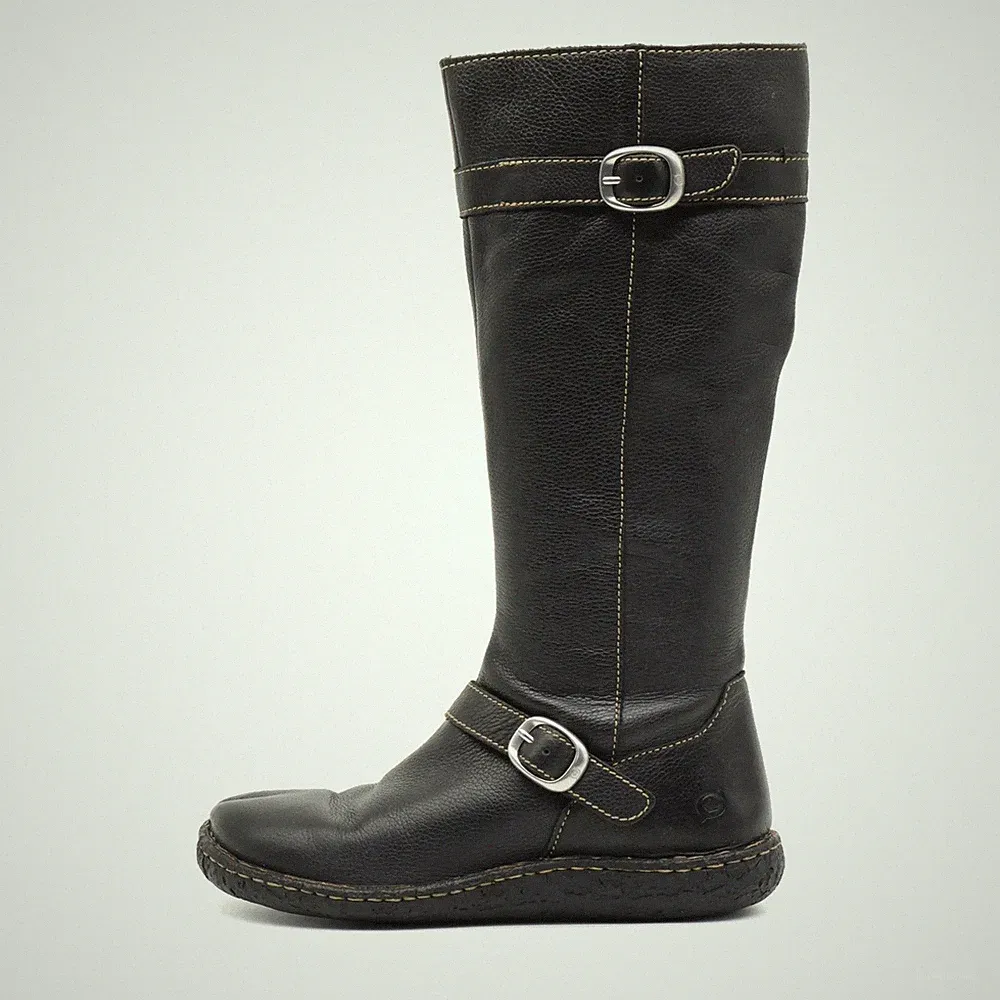 BØRN Damen M/W3263 CKH9 Stiefel Schwarz Leder Kniehoch Born Kniehohe EU 38,5