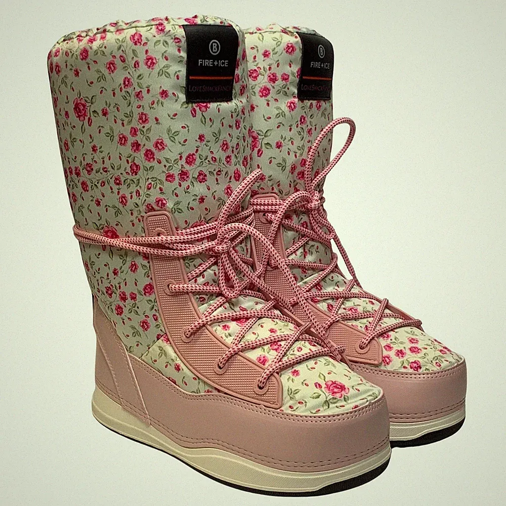 BOGNER Fire+Ice LoveShack ausgefallene La Planne Schneestiefel Pink EU39 UK6 UVP370 Neu mit Karton
