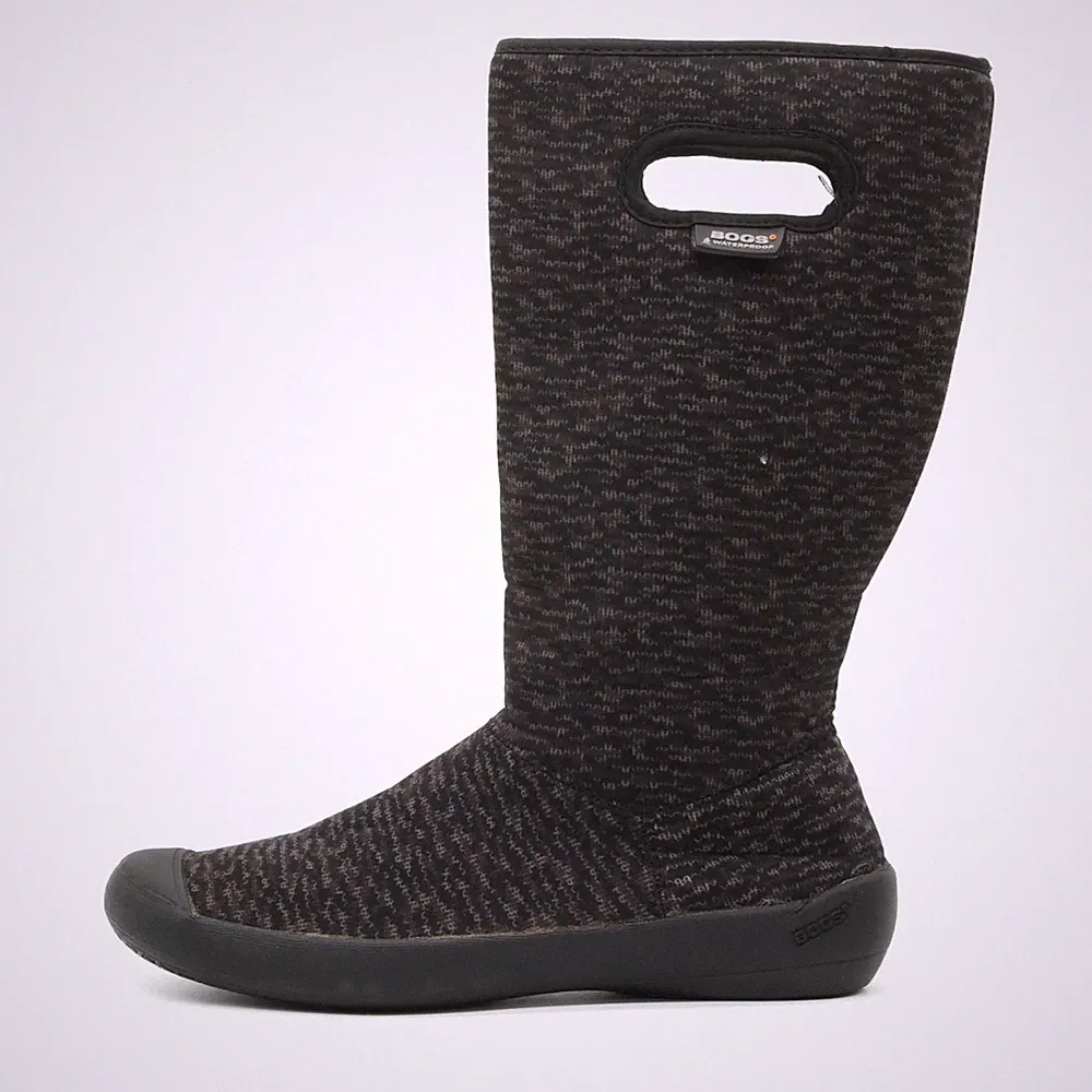 BOGS Damen Summit Knit Stiefel Braun Schwarz Textil Vegan Winterstiefel EU 39