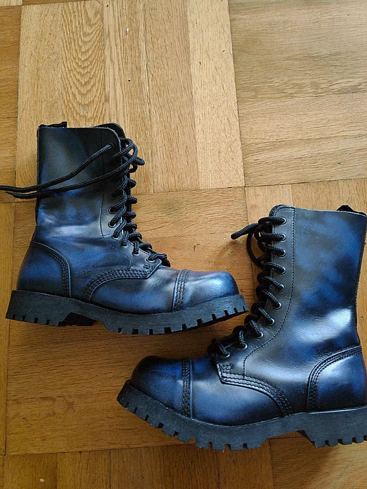 Boots & Braces 10-Loch Stiefel Gr. 38 Dunkelblau mit Stahlkappe