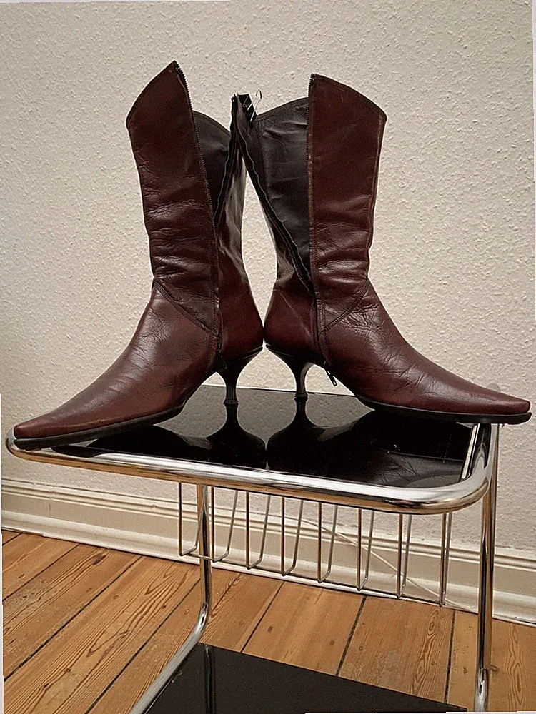 bordoux Rot janet & janet Damen Leder Stiefel Modell MIRAGE Grösse 39 Leder.