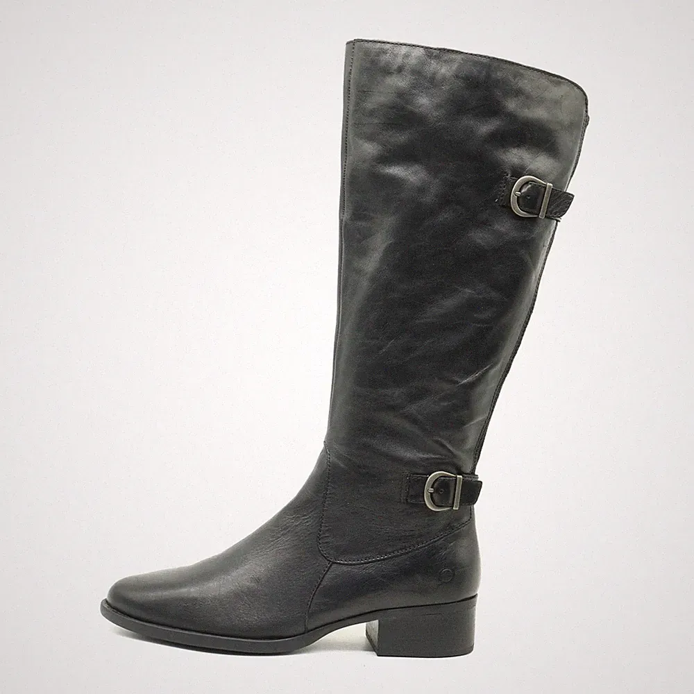 Born Damen F56703 Stiefel Schwarz Leder Kniehoch Bequeme Reitstiefel EU 40,5