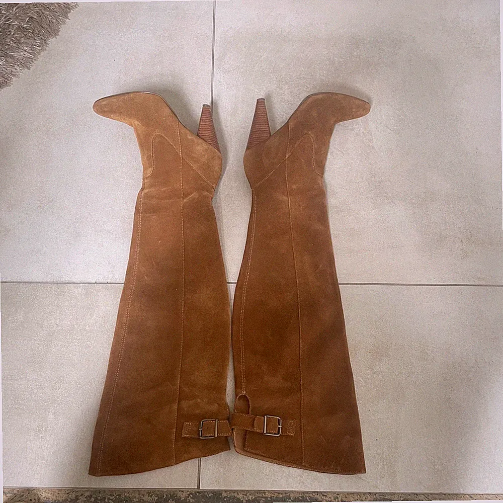 braune wildleder overknee stiefel gr 37