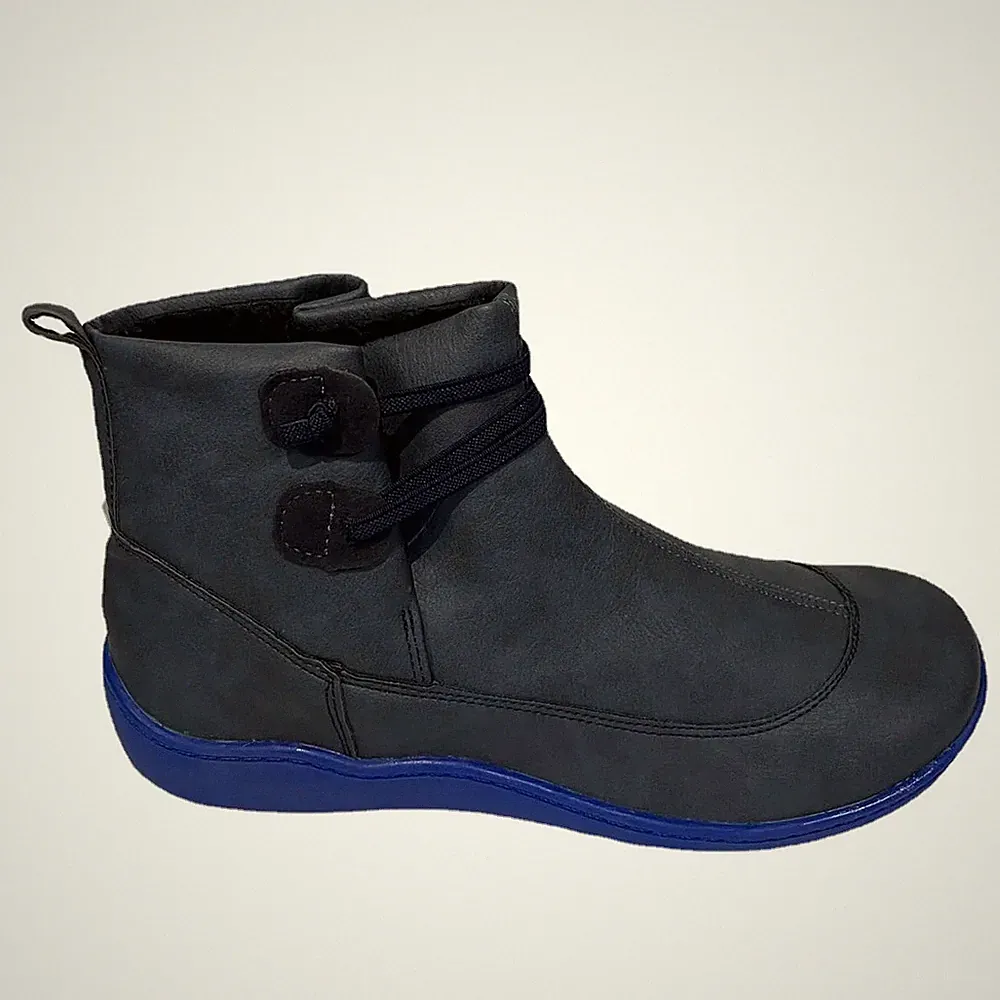 Britische Retro Herbst Winter Damen Stiefel aus PU Wasserdicht Warm Stylisch