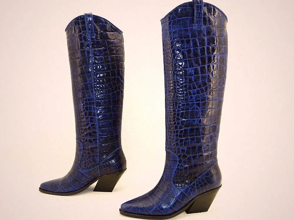 Bronx 14188KK Low-Kole Stiefel Kniehoch Western Cowboy Biker Damen Leder Gr.39