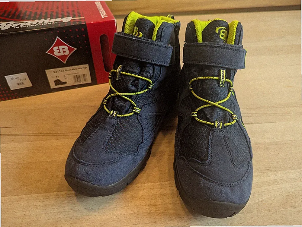 Brütting Mount Mera Kids High, Wanderstiefel, Gr. 41, marine lemon Reißverschluß