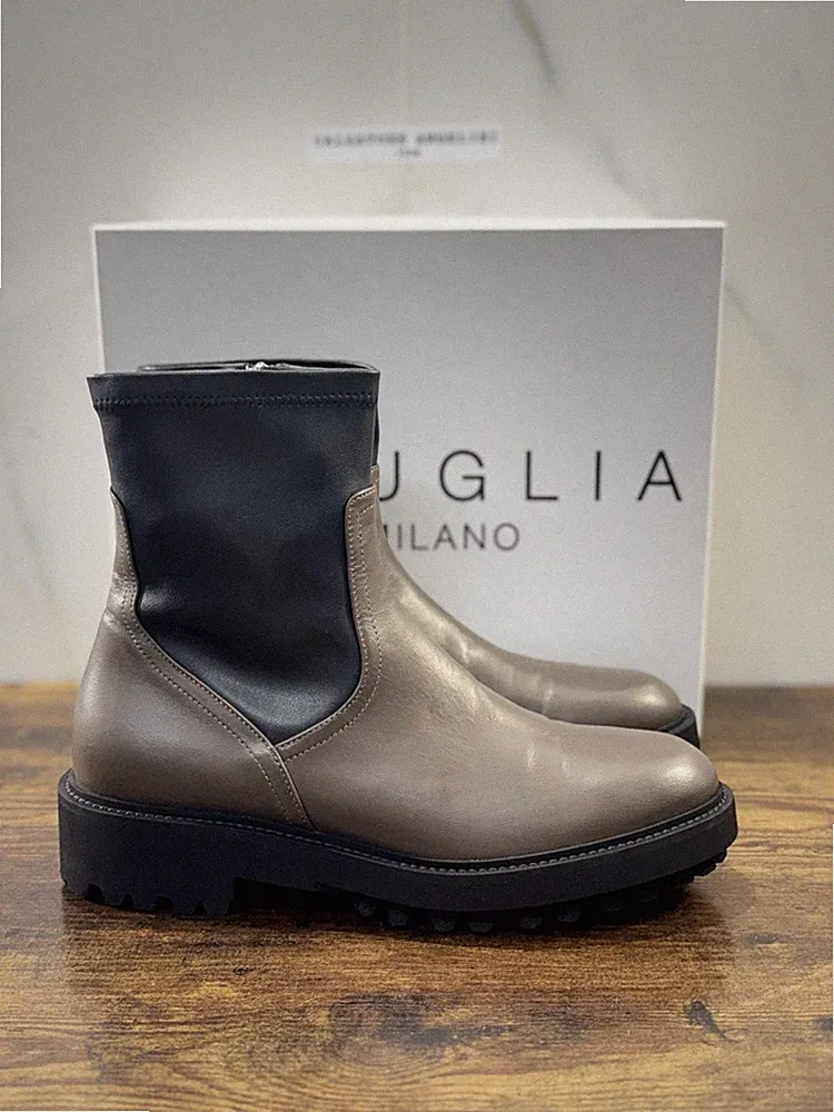 Bruglia Milano Chelsea Stiefel Schlamm Leder Top Quality Damenschuhe 41