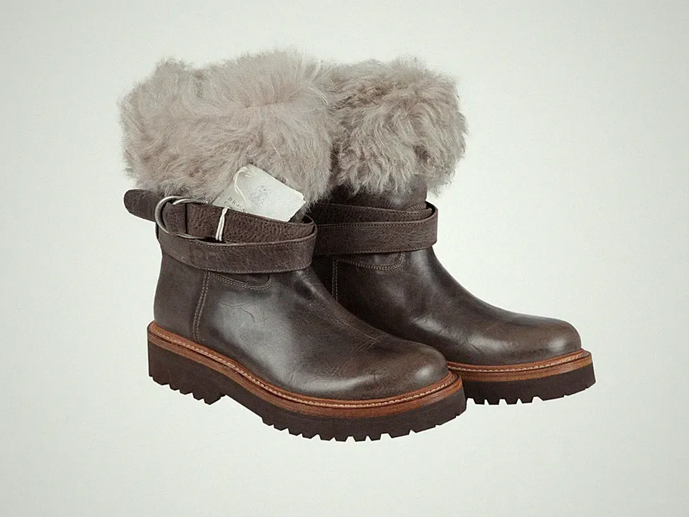 BRUNELLO CUCINELLI Damen Leder Stiefel Schuhe Boots Größe EUR 37 UK 4 US 7