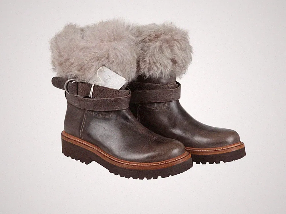 BRUNELLO CUCINELLI Damen Leder Stiefel Schuhe Boots Größe EUR 37 UK 4 US 7