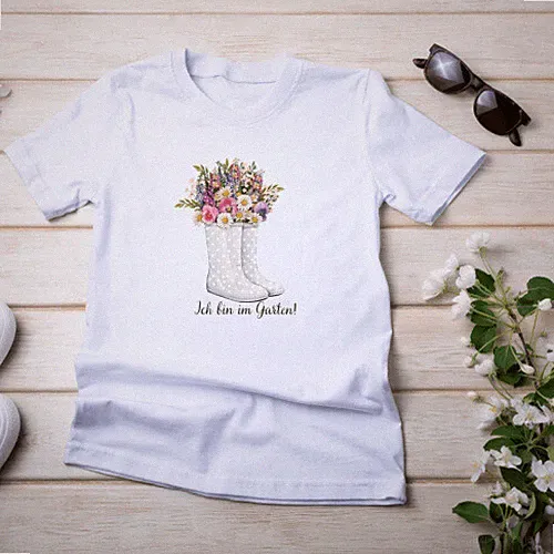 Bügelbild - Plott - Gummistiefel Garten - 11,4cm x 14cm - DTF Transfer - DIY