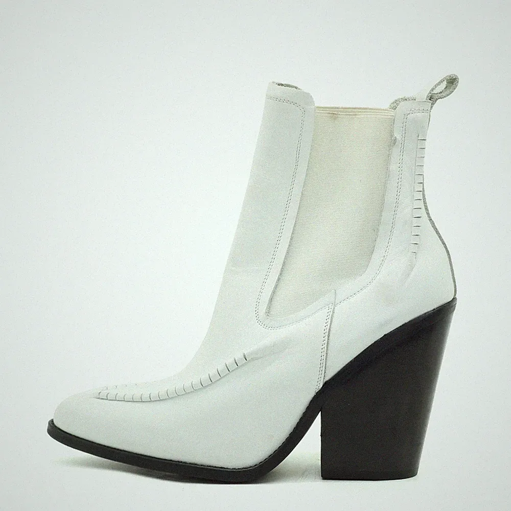 Buffalo Damen London Stiefelette Weiß Leder Knöchelhoch Chelsea Boots EU 40