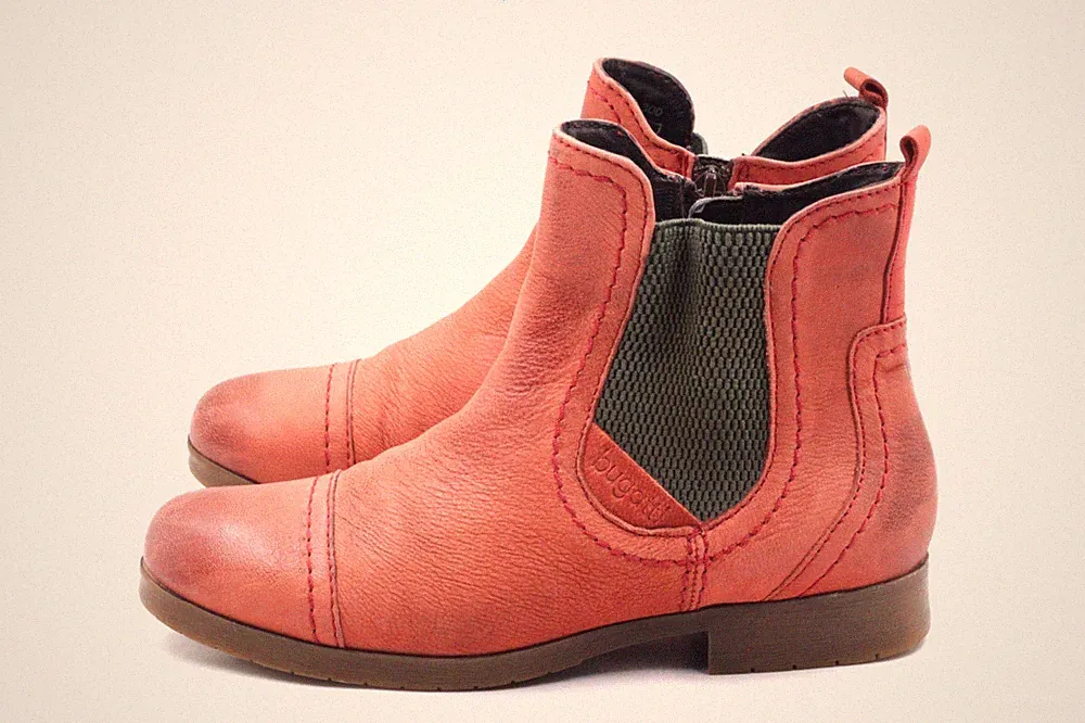 BUGATTI Damen Stiefeletten Chelsea Boots EUR 37 UK 4 Orange Echt Leder