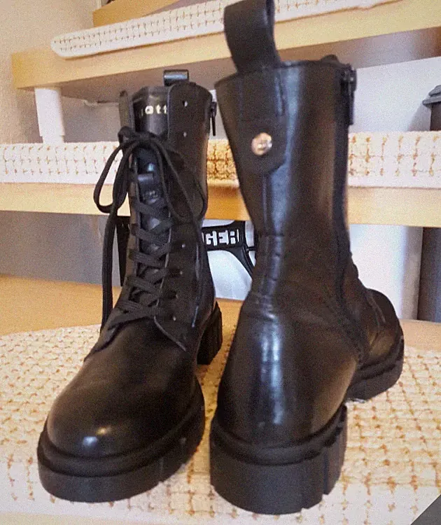 Bugatti Leder Stiefelette Schnürstiefelette Gr. 39 Echtleder schwarz *NEU*