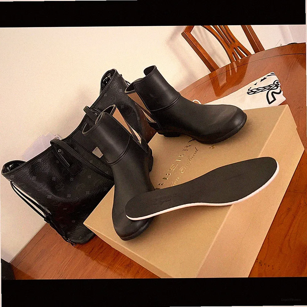 Burberry Damen Gummistiefel 39 Schwarz/Beige kariert