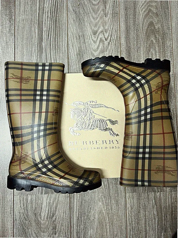 Burberry Haymarket Damen Gummistiefel Classic Check Karo Slip-On EU 38 UK 5
