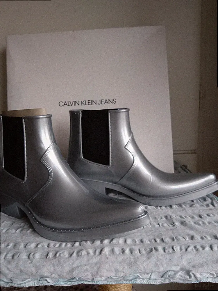 CALVIN KLEIN SILVER RUBBER BOOTS GR.40,US 9,UK 7