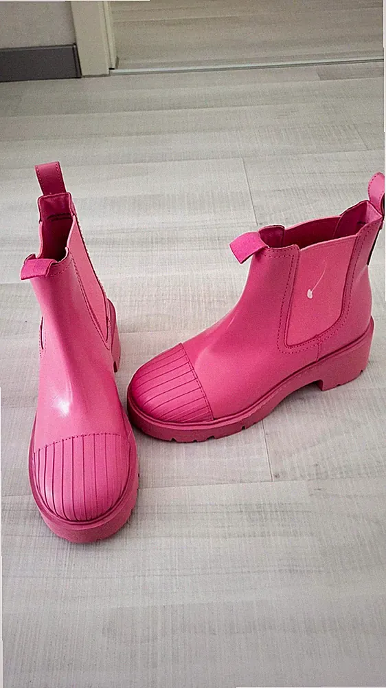 Camper Chelsea Gummi Stiefeletten Rosa EU 38 Profilsohle Blockabsatz Logo