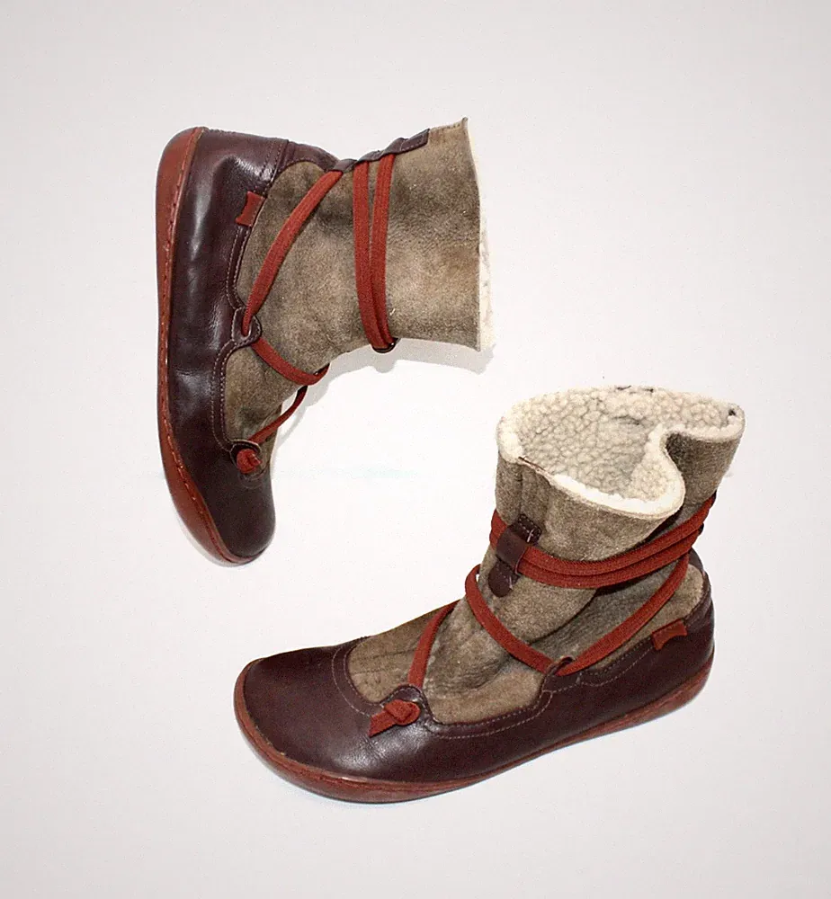 CAMPER PEU CAMI BARFUßSCHUHE DAMENSTIEFEL WOLLFUTTER DUNKELBRAUN 37 #S3-79#