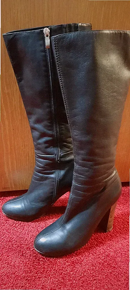 CANNA.Echtes Glatt Leder. Damen Stiefel.Schwarz.Gr.37. Warm gefüttert.