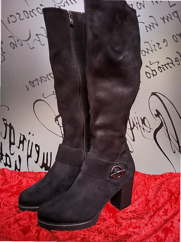 "CAPRICE" HIGH HEELS-LANGSCHAFTSTIEFEL 38.5 SCHWARZ 7CM ABSATZ PLATEAUSOHLE TOP