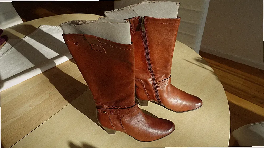 Caprice - Lederstiefel in Braun Cognac , Gr. S, EU-36,5