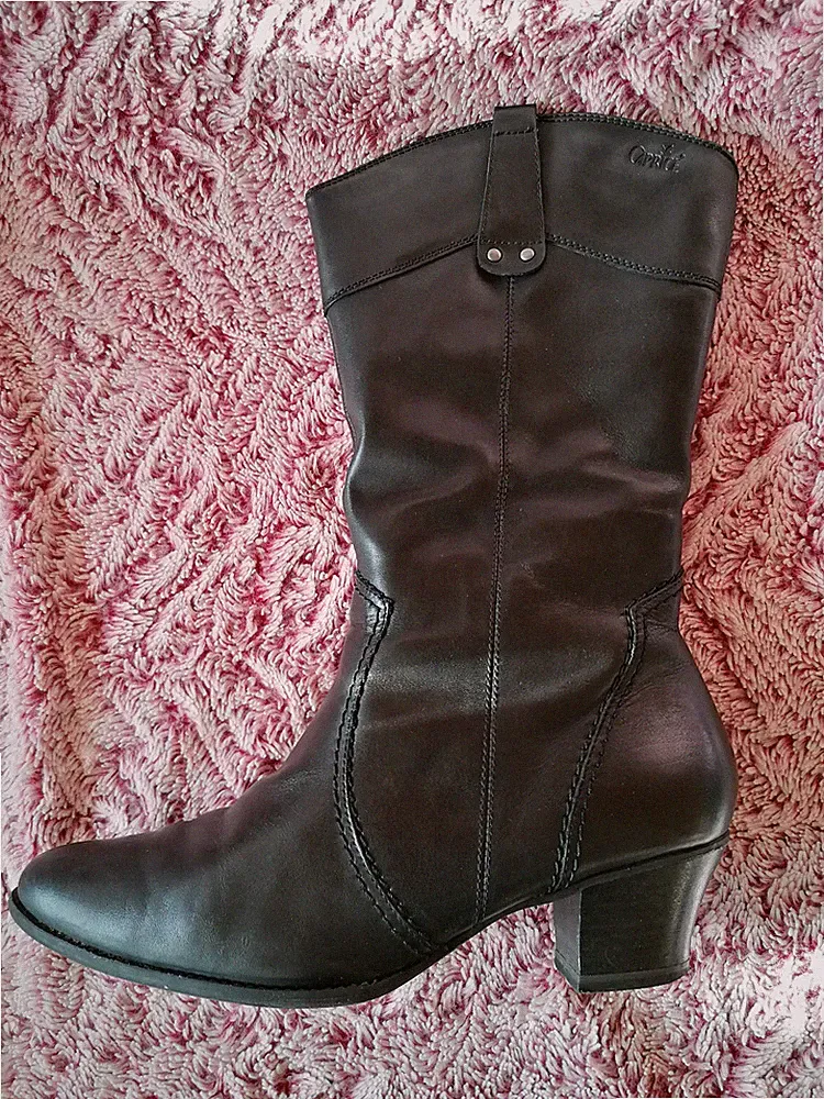 CAPRICE Westernstiefel Cowboy Stiefel echt Leder Lammfellfutter Gr. 41 schwarz