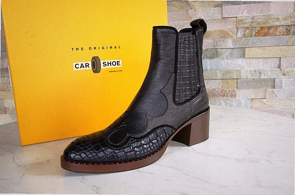 Car Shoe Stiefeletten EU 38 Schuhe Cowboy Kroko KDT81M schwarz NEU ehem UVP 490€
