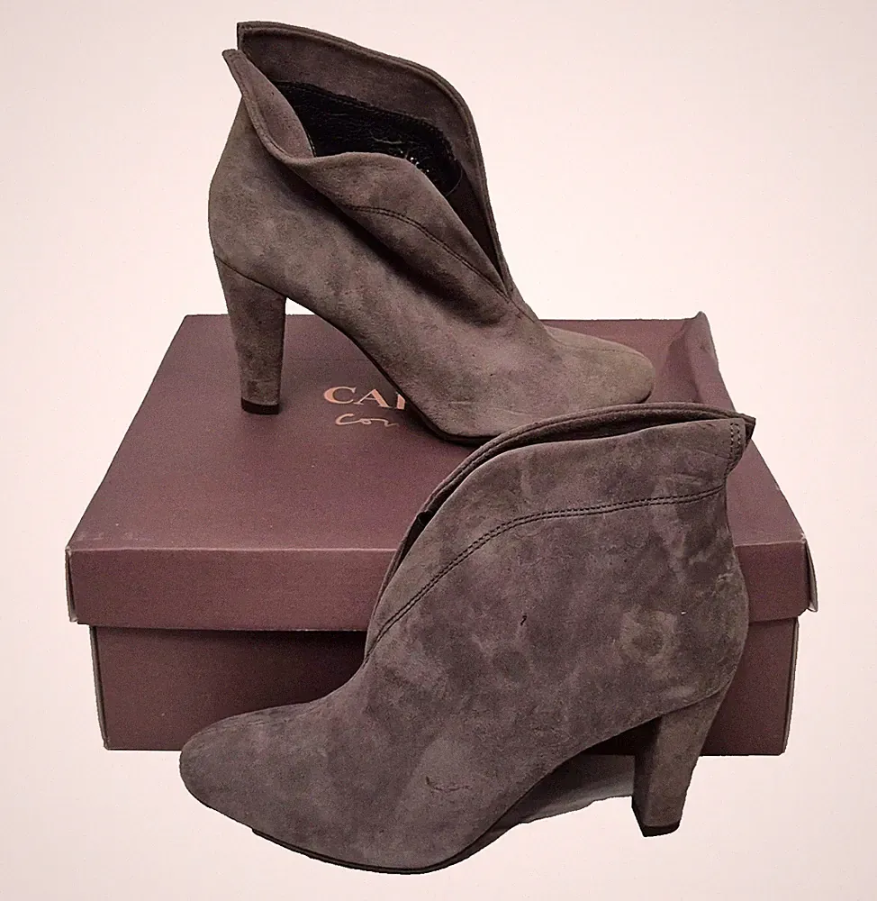 Carvela Rida Grau Wildleder Blockabsatz Stiefeletten Damen EU 37 UK 4 (A) DEFEKT