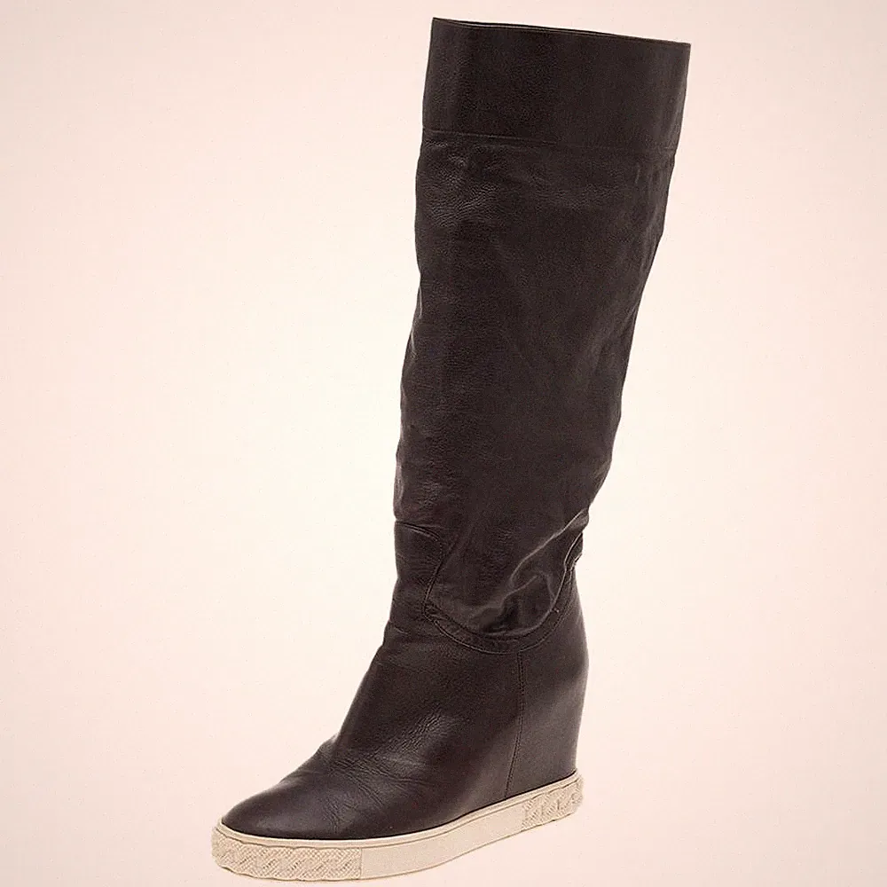 Casadei Braun Leder Keilabsatz Halbhohe Stiefel Größe 38