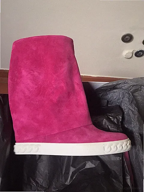 Casadei Damen Stiefel Double Face Innenkeilabsatz 6 cm Rentier Fuchsia
