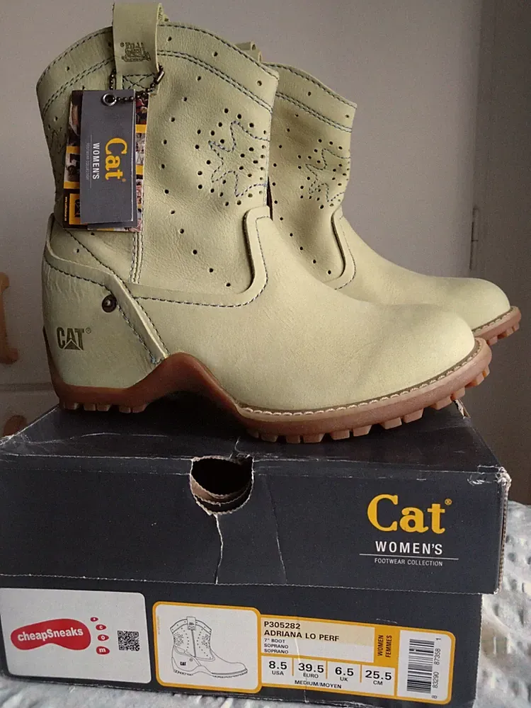 CAT GREEN WESTERN WOMAN LEATHER BOOTS EU 39.5, UK 6.5, US 8.5