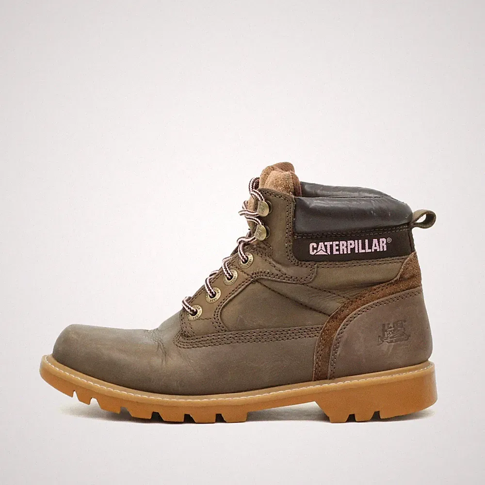 Caterpillar Damen CAT Boots Stiefel braun Leder Knöchelhoch Weite Passform EU 39