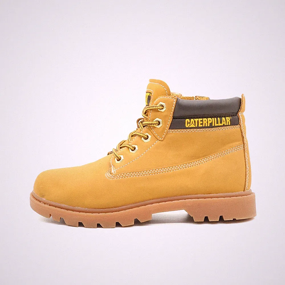 Caterpillar Damen CAT Stiefel Gelb Leder Gepolstert Arbeitsstiefel EU 38