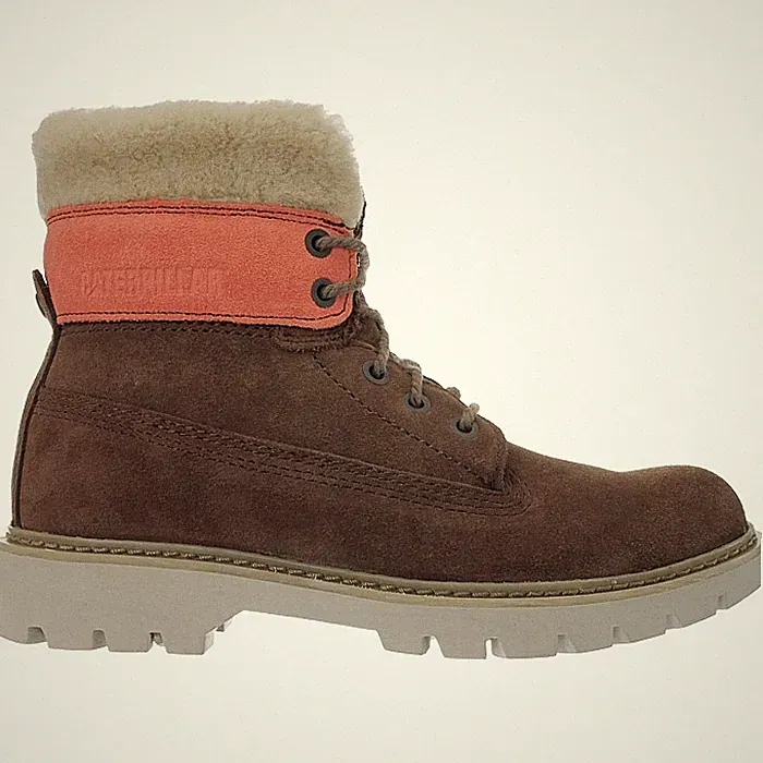Caterpillar Lookout Fur braun Damen Leder Boots Stiefel Booties Stiefeletten NEU