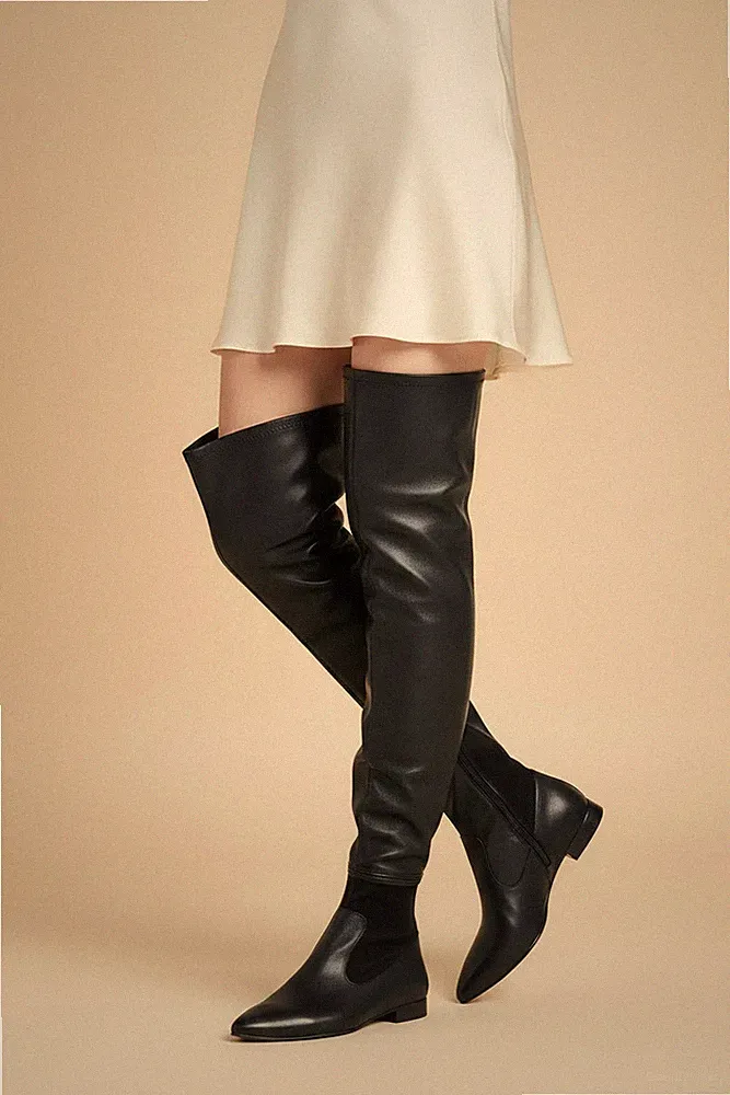 Chanel Paris Over-the-Knee Boots – Size 40.5 – Black – Lamb & Suede Leather