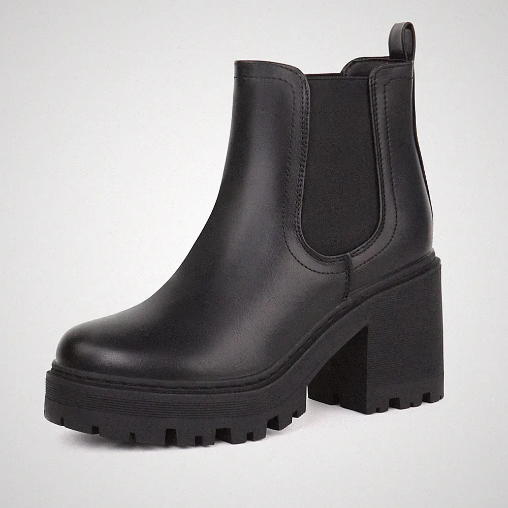 Chelsea Boots Damen Stiefel Plateau Klassische Stiefeletten mit Absatz 40,Black