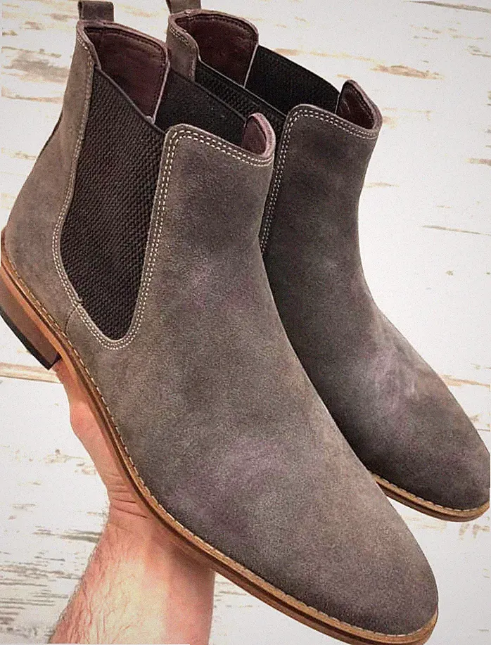 Chelsea Wildleder Stiefelette Boots Stiefel Gummizug Halbschuh Herrenschuhe 44