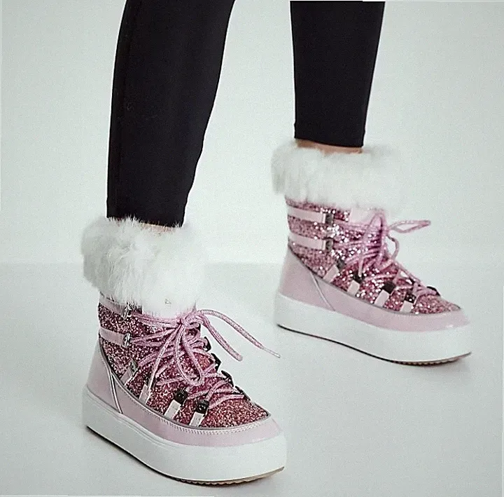 Chiara Ferragni Schnee- Boots Rosa Glitzer Größe 37 Neu NP.150€