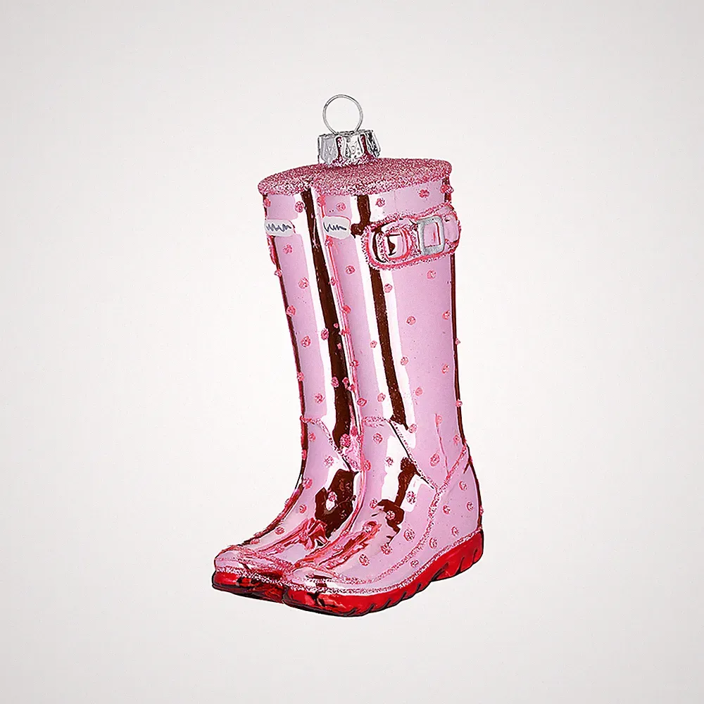 Christbaumschmuck Glas 10cm Gummistiefel Figur Handbemalt Christbaumanhänger