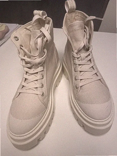 CK Calvin Klein Stiefelette Boots Schnürschuhe beige Gr.37