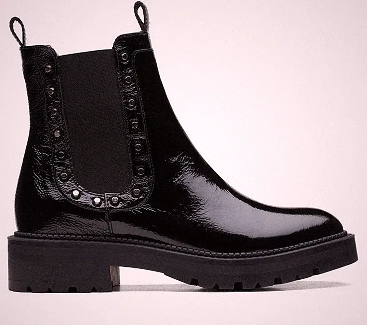 Clarks ANZINO CHELSEA Damen Schwarz Lackleder Stiefeletten Uk Gr. 3 D EU 35,5.