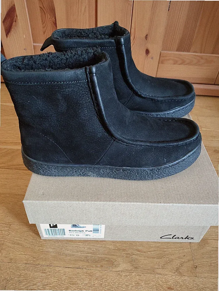 CLARKS BARLEIGH STIEFEL PULLOVER LEDER FARBE SCHWARZ GR. 37,50 ORIGINAL GEBRAUCHT