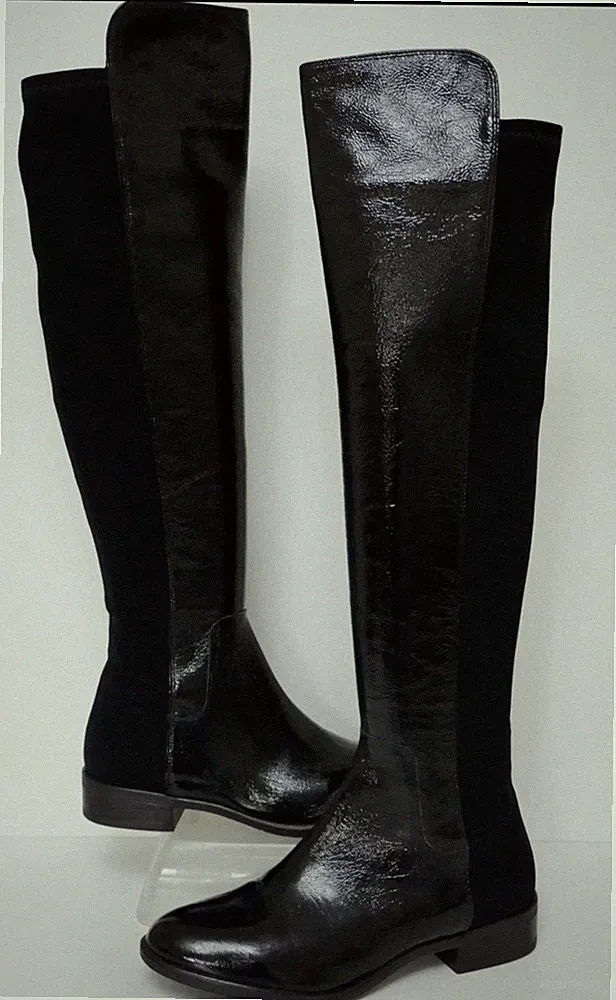 CLARKS CADDY BELLE DAMEN SCHWARZ LACKLEDER/STRETCH TEXTIL STIEFEL UK-Größe 3 D