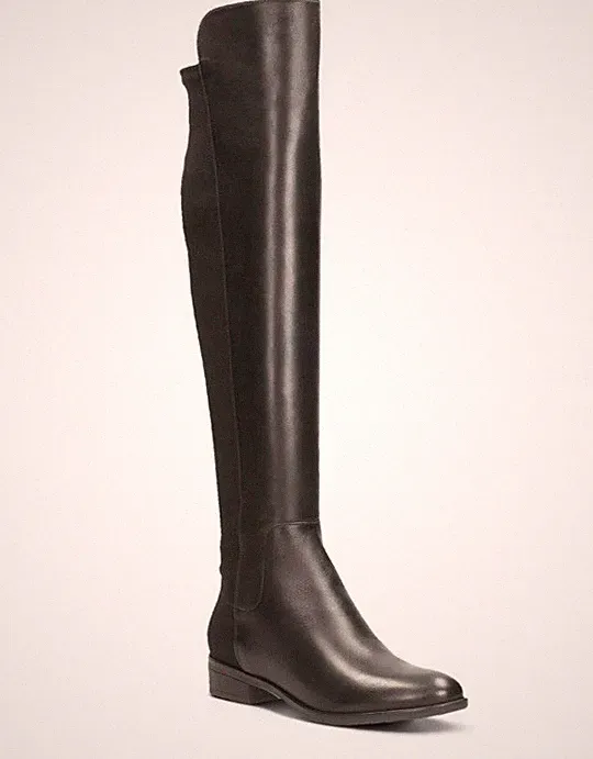 Clarks Caddy Belle Damenstiefel schwarz Leder knielang UK Größe 2 D EUR 35