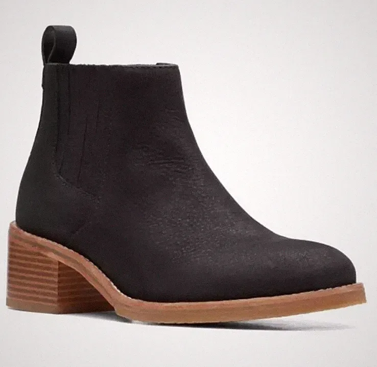Clarks Cologne Top Damen Schwarz Nubuk Leder Chelsea Boots Uk Größe 3 D EU 35,5